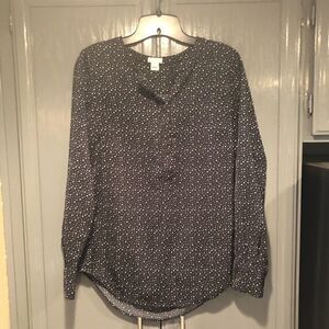 J. Crew Black and White Small Polka Dot Top